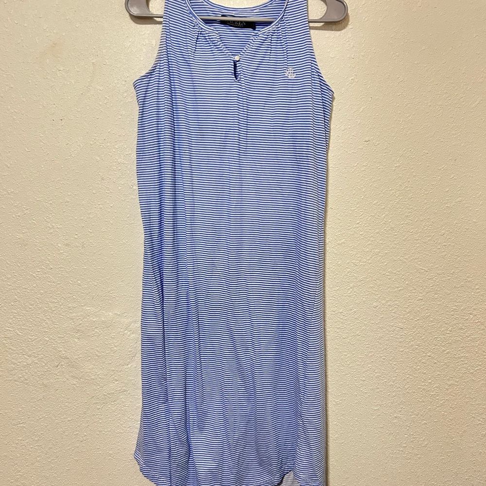 Ralph Lauren Black Label Blue  Logo‎ Sleeveless T Shirt Dress Small